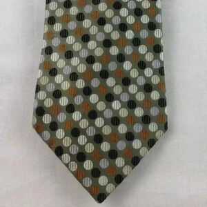 Geoffrey Beene Green Multi-Color Silk Tie 59" x 4"
